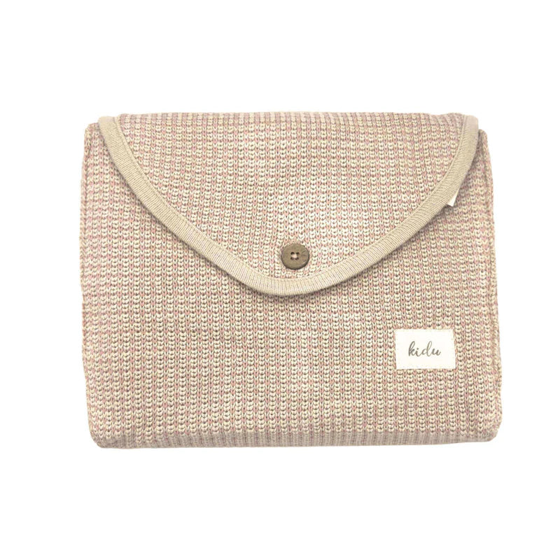 Kidu 100% Organic Cotton Knitted Pink Baby Blanket & Bunny Set