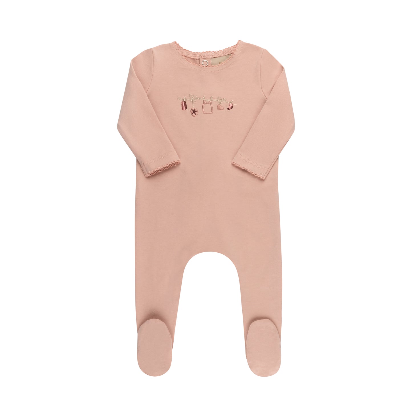 Tricot Embroidered Clothesline Footie (girl)