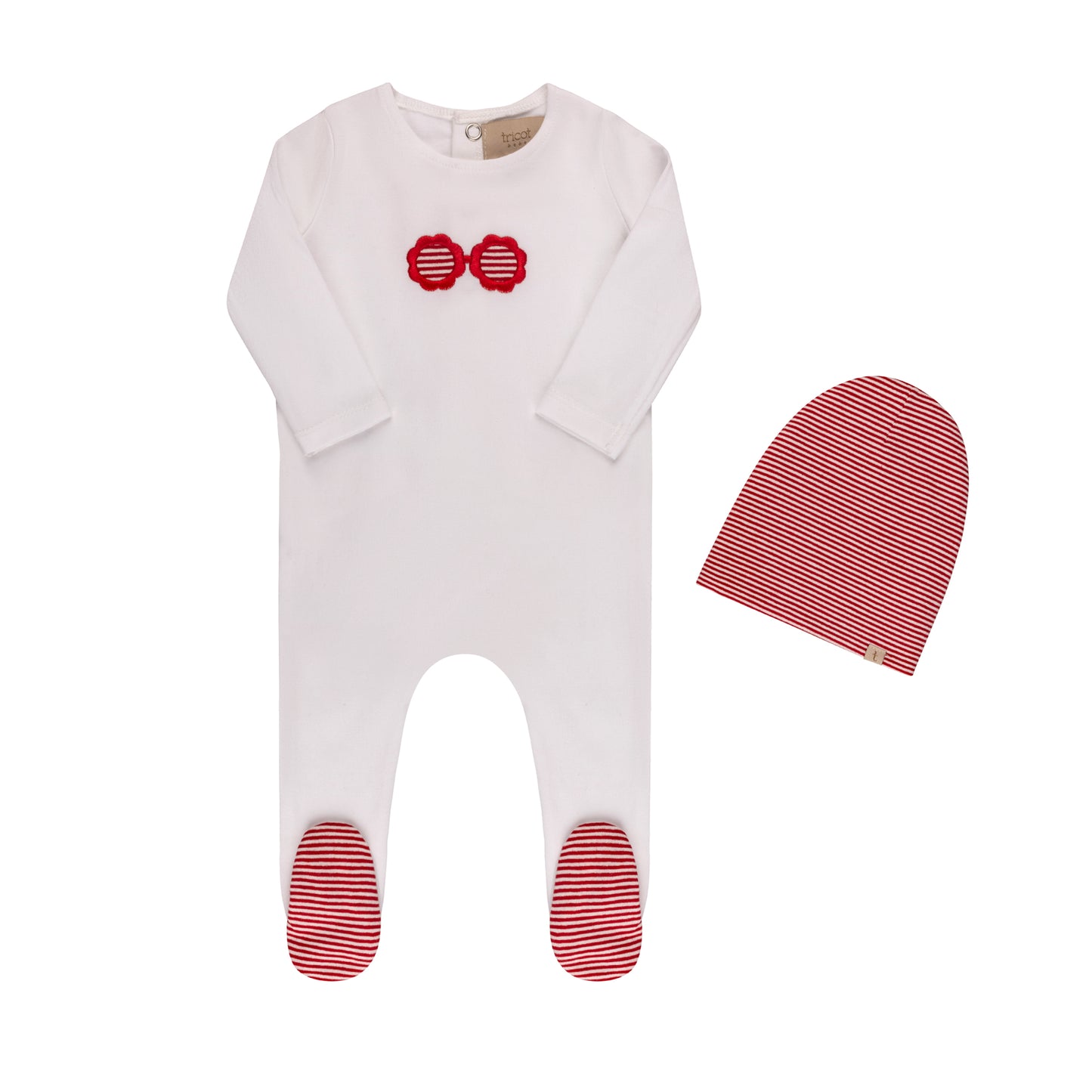 Tricot Sunglasses Striped Footie & Hat