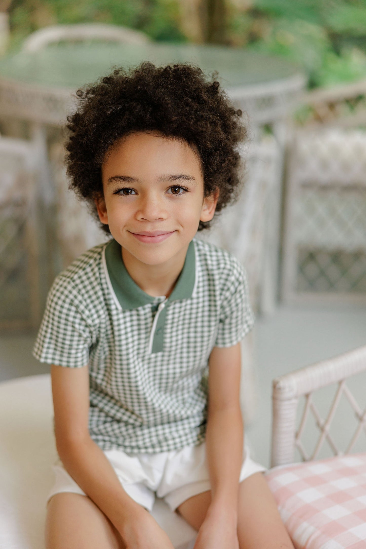 Ely's & Co. Jersey Cotton Owl Gingham Polo