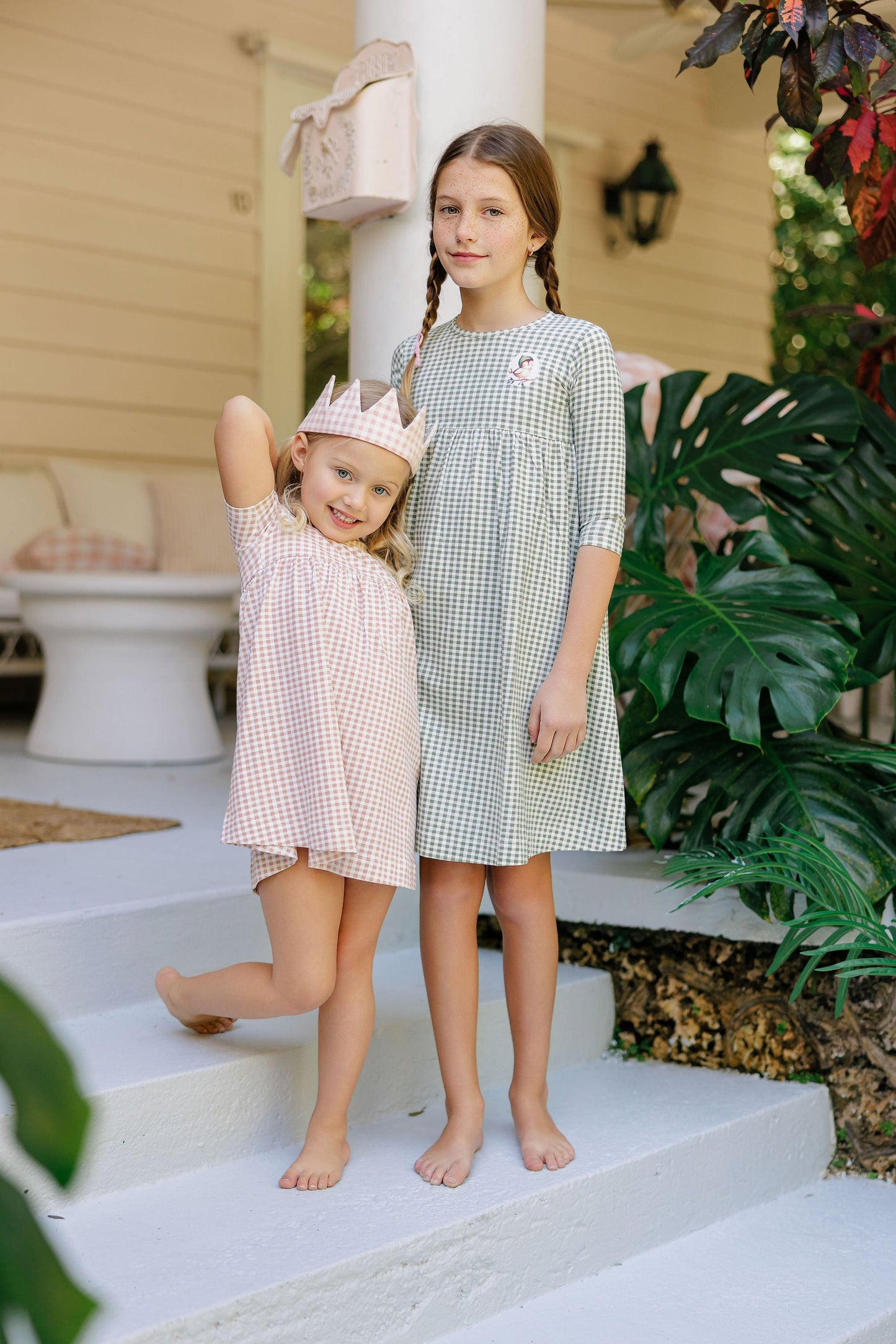 Ely's & Co. Cotton Owl Gingham 3/4 Sleeve Dress