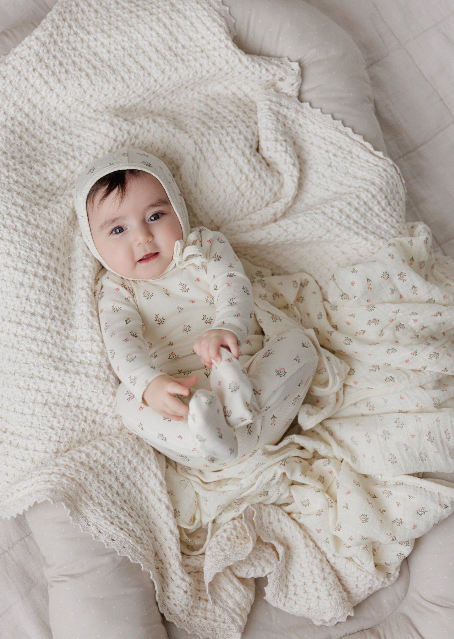 Ely's & Co Garden Floral Print Footie (girl)