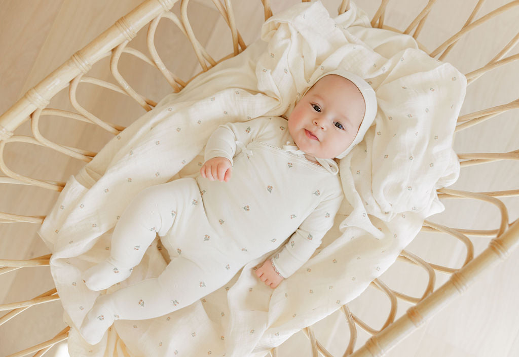 Ely's & Co Embroidered Footie & Bonnet (girl)