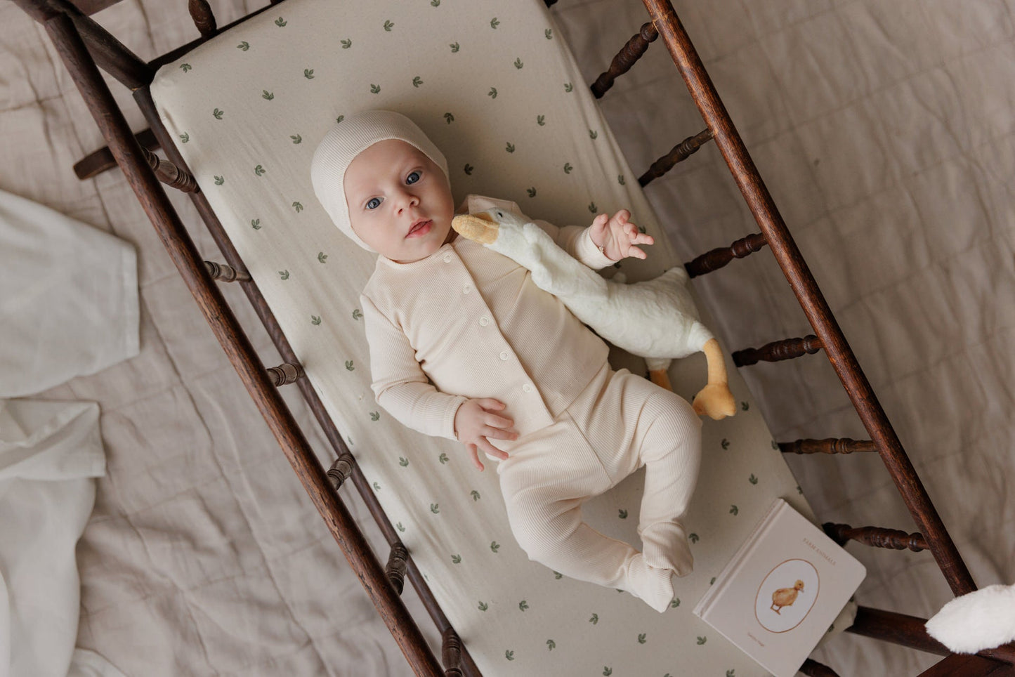 Ely's & Co Ribbed Footed Baby Set & Beanie