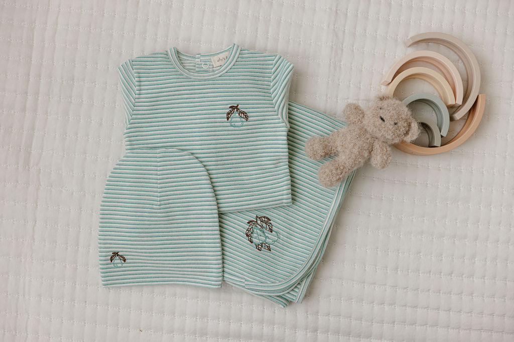 Ely's & Co Metallic Stripe Footie & Beanie