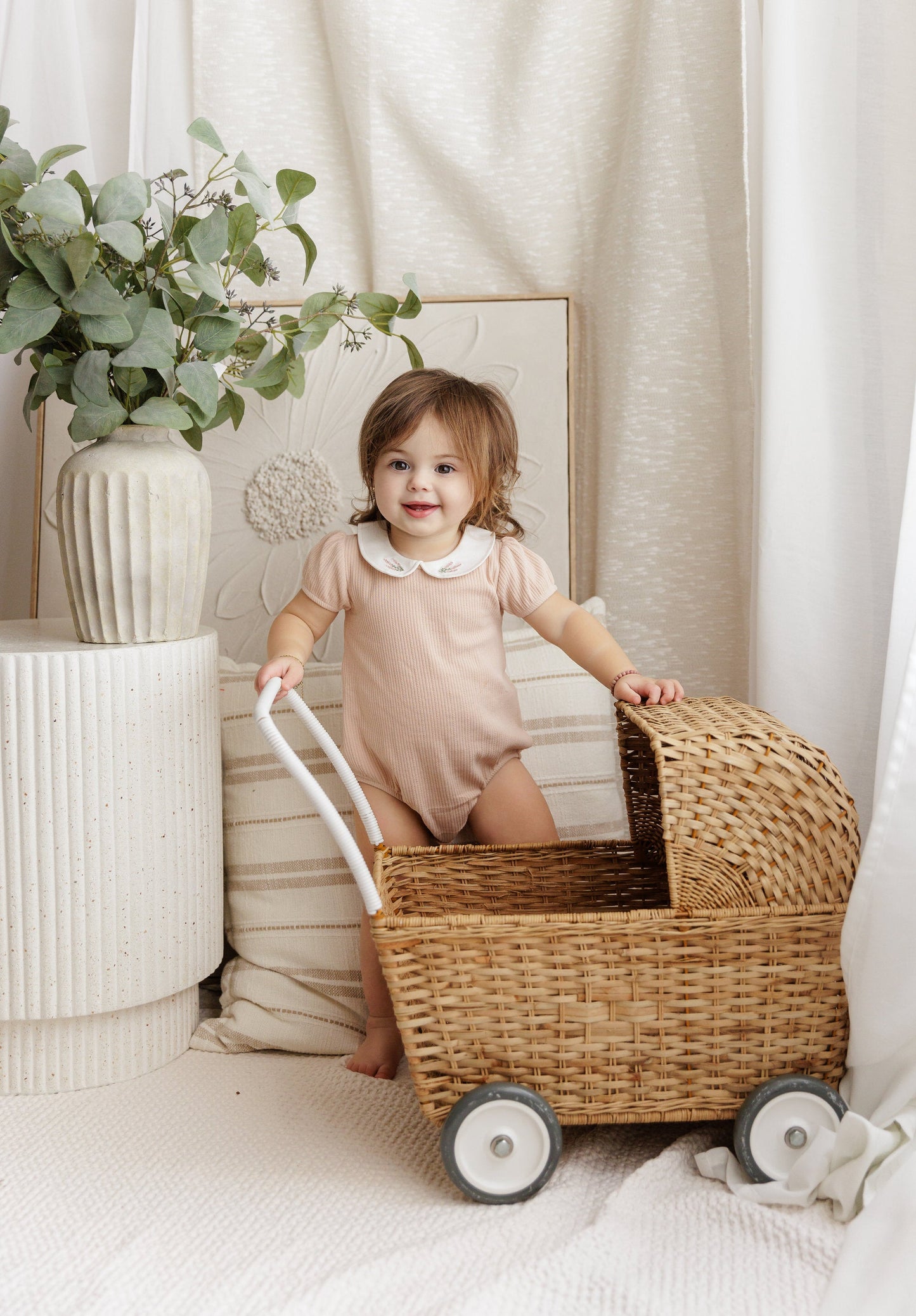 Ely's & Co Embroidered Collar Romper (girl)