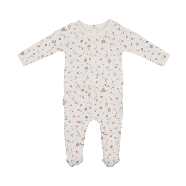 Maniere Pointelle Petals Footie (girl)