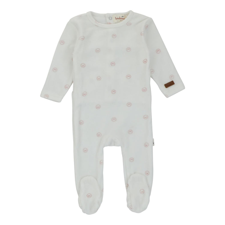 Bondoux Rope Print White Velour Footie Girl