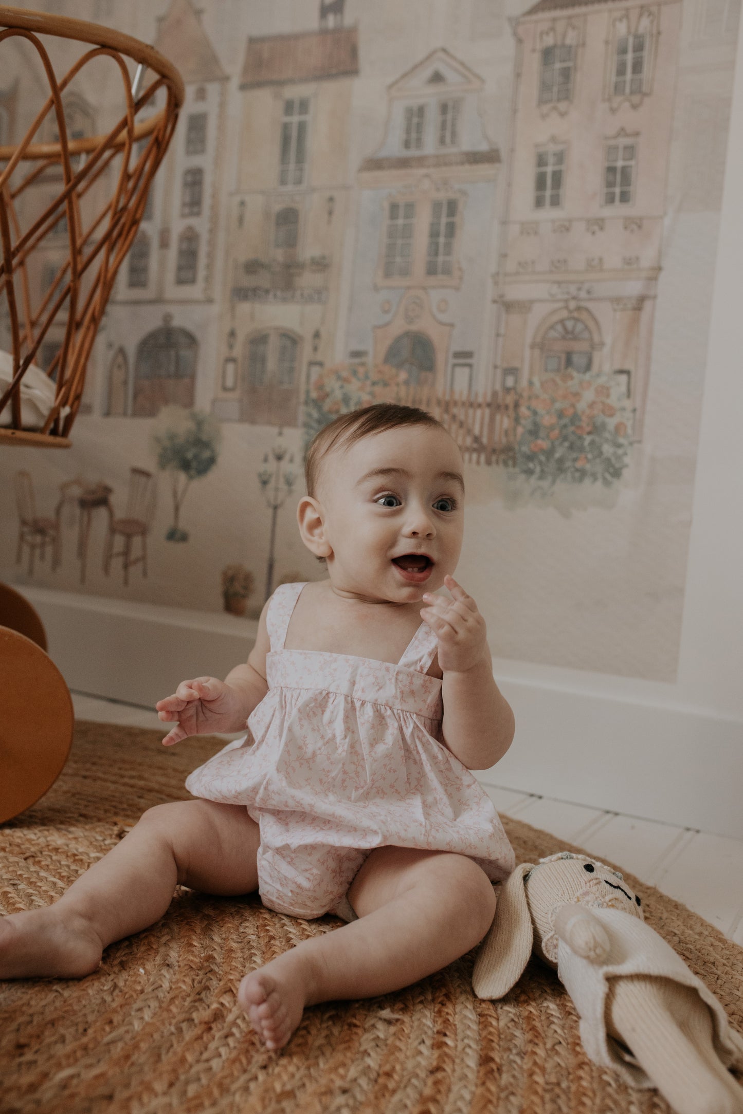 Bondoux Waffle/floral Short Romper (girl)