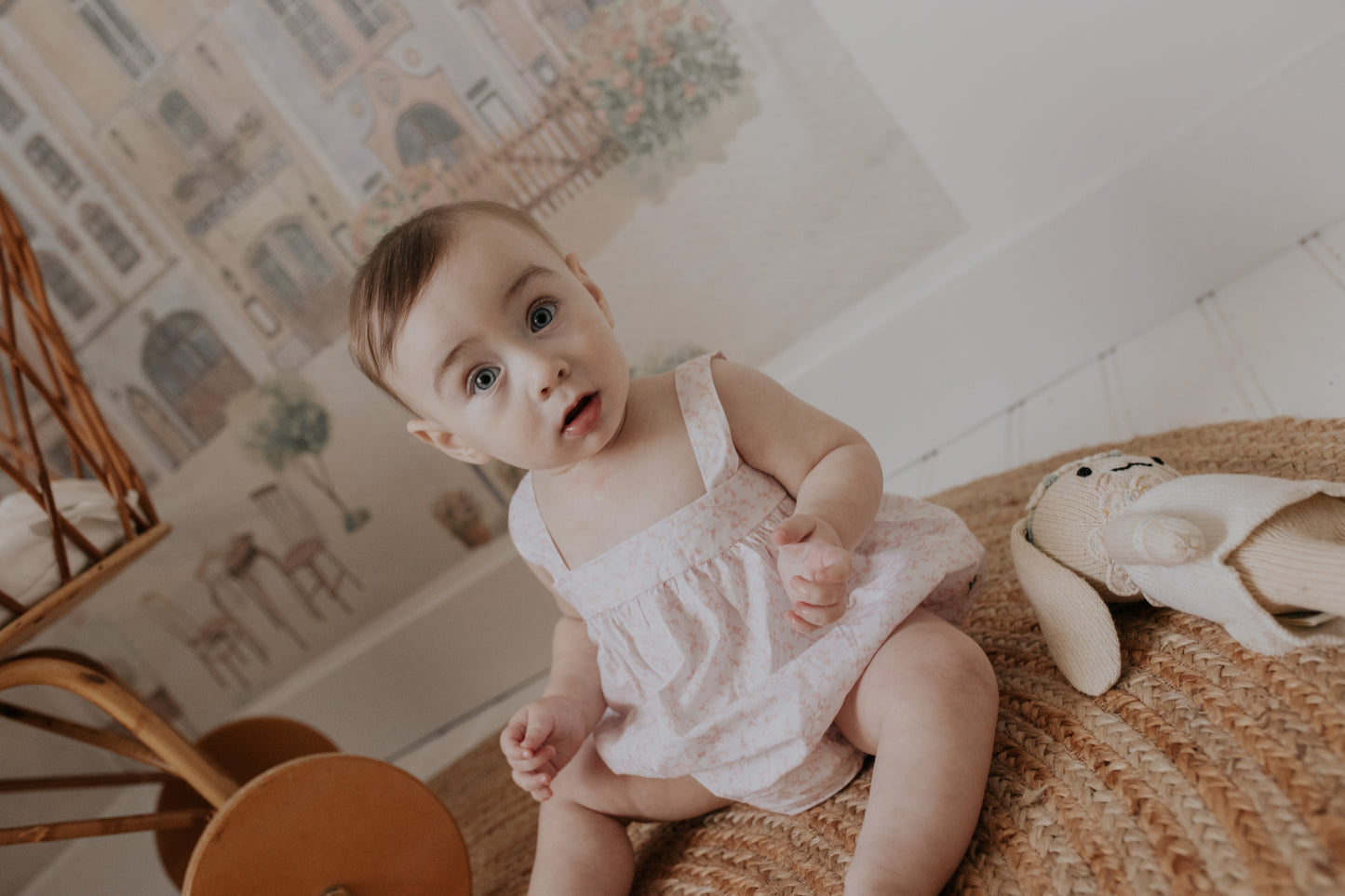 Bondoux Waffle/floral Short Romper (girl)