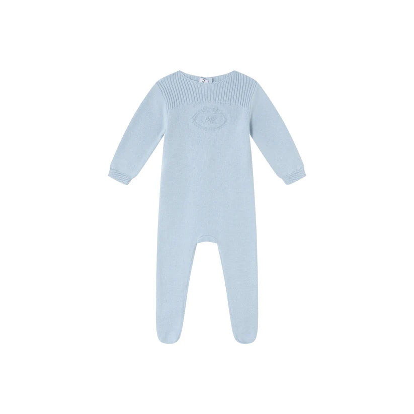 Mini Label Embossed Emblem Knit Footie