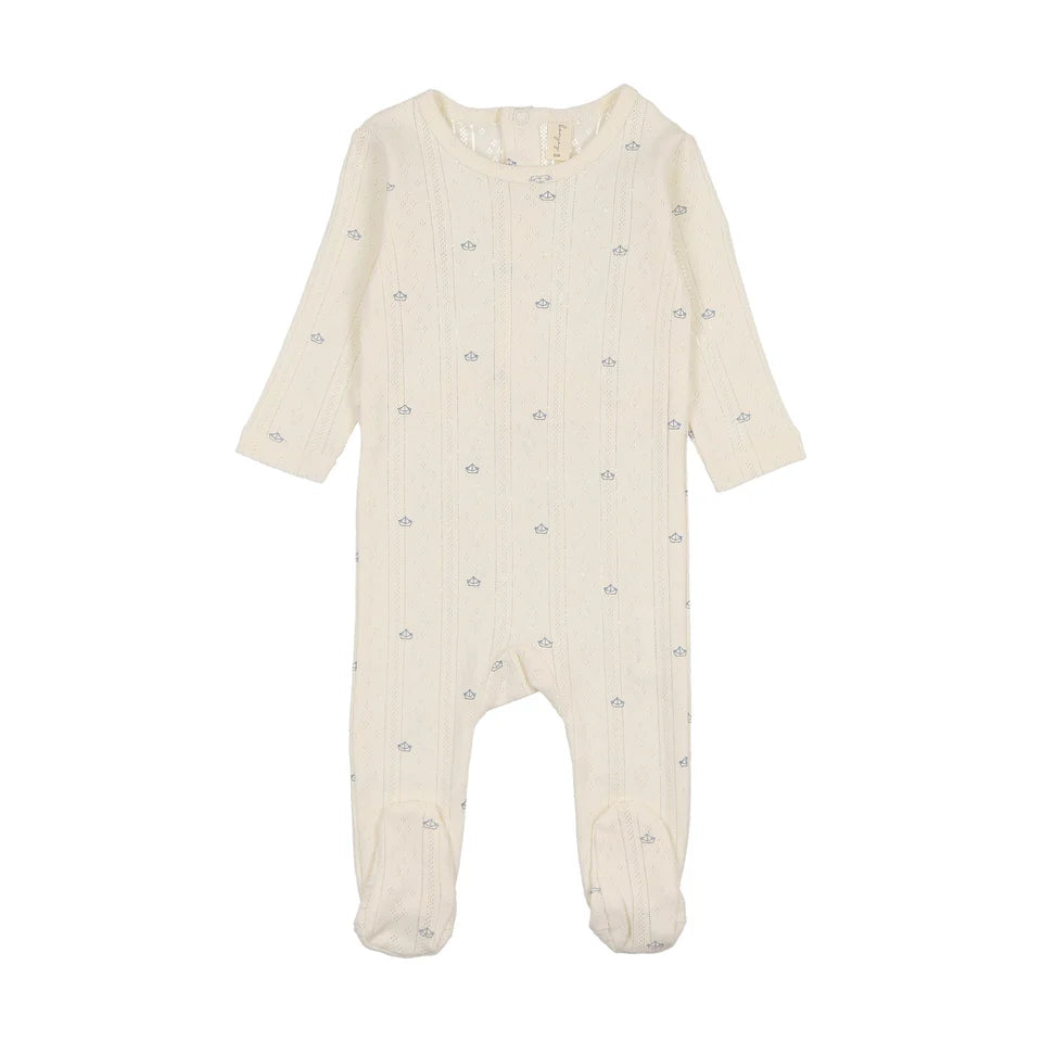 Bonjoy Printed Pointelle Footie & Hat
