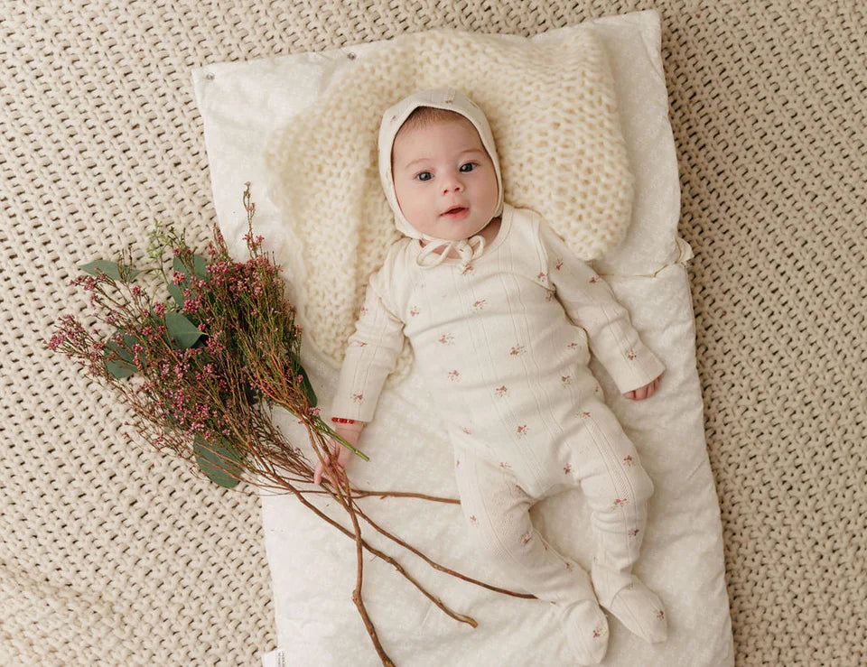 Bonjoy Printed Pointelle Footie & Hat (girl)