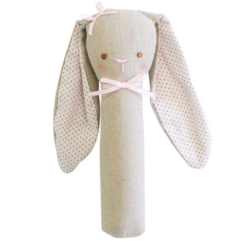 Alimrose Bunny Rattle Squeak Linen Pink