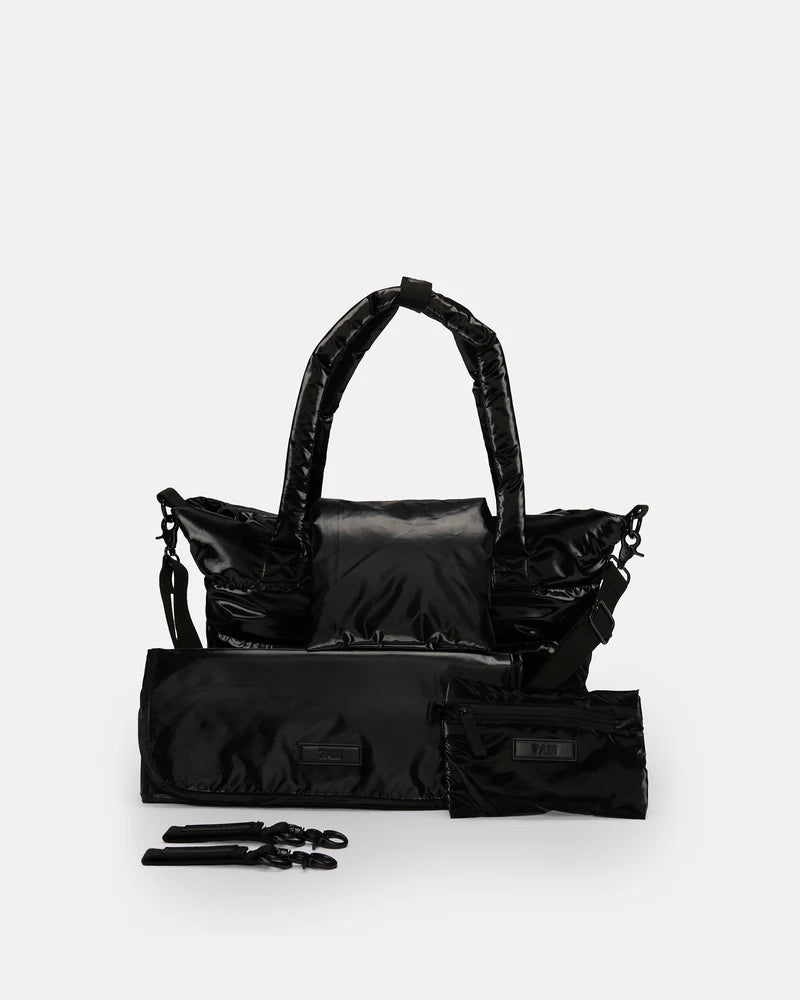 7am Capri Diaper Bag • Ushuaia (Black Liquid Shine)