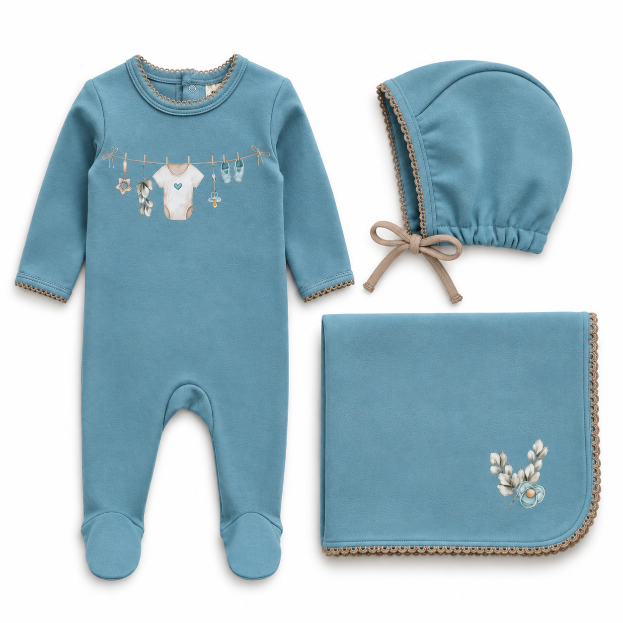 Buckingham Leaf & Line Layette Set