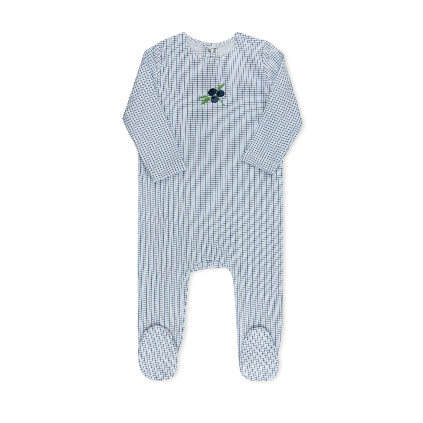 Tricot Checked Blueberry Footie