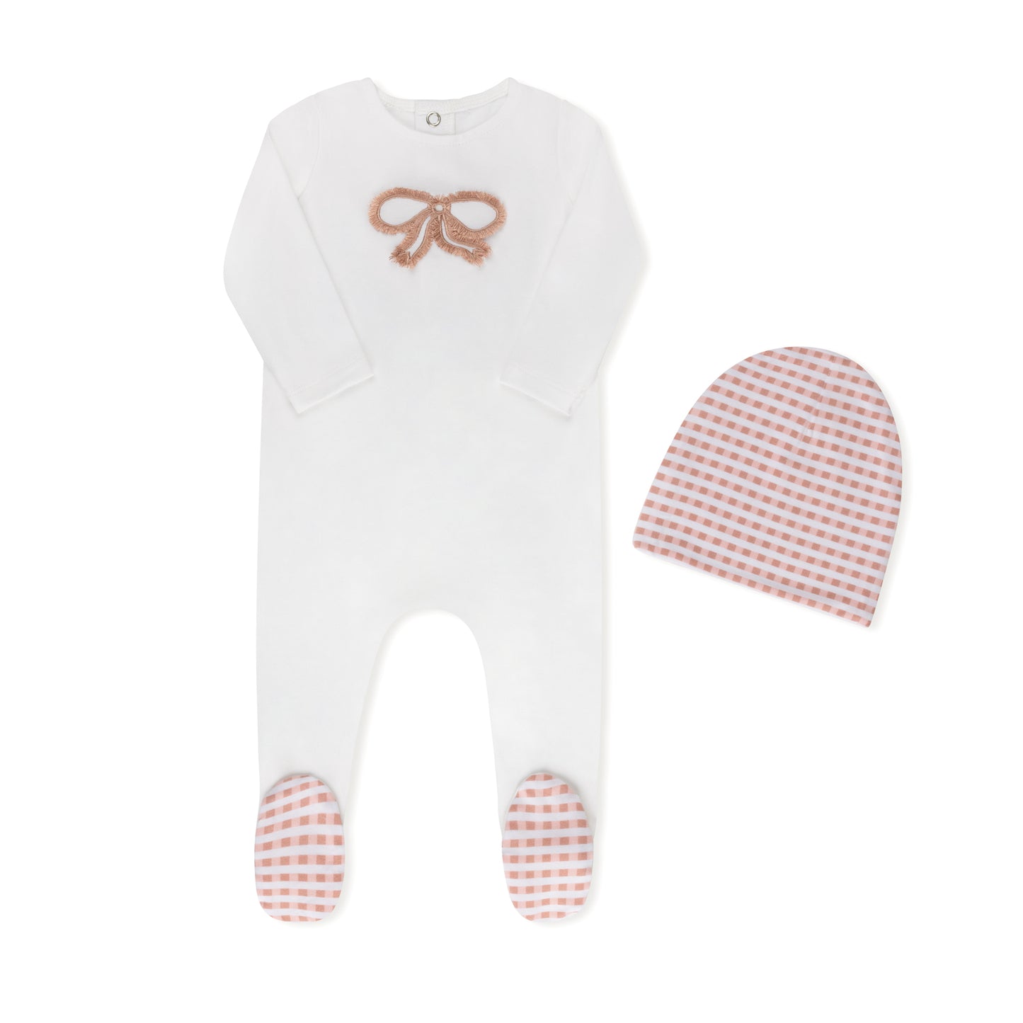 Tritcot Checked Fringe Footie & Hat (girl)