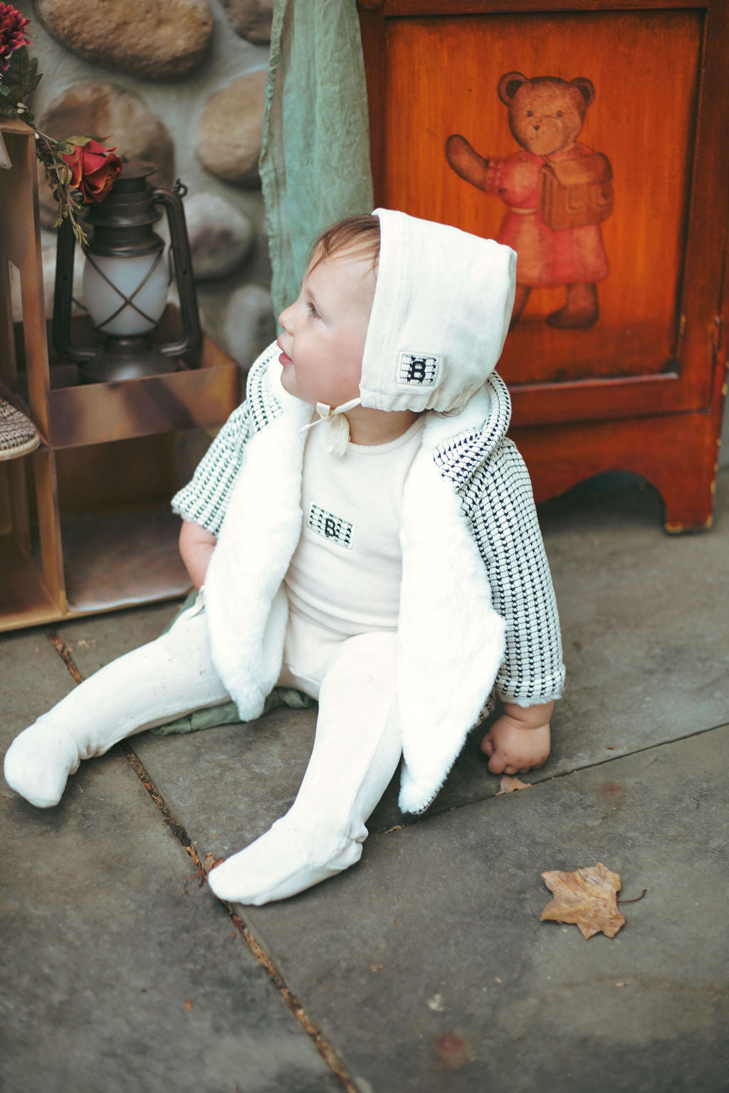 Bondoux Knit Detail Sweater w/ Bonnet