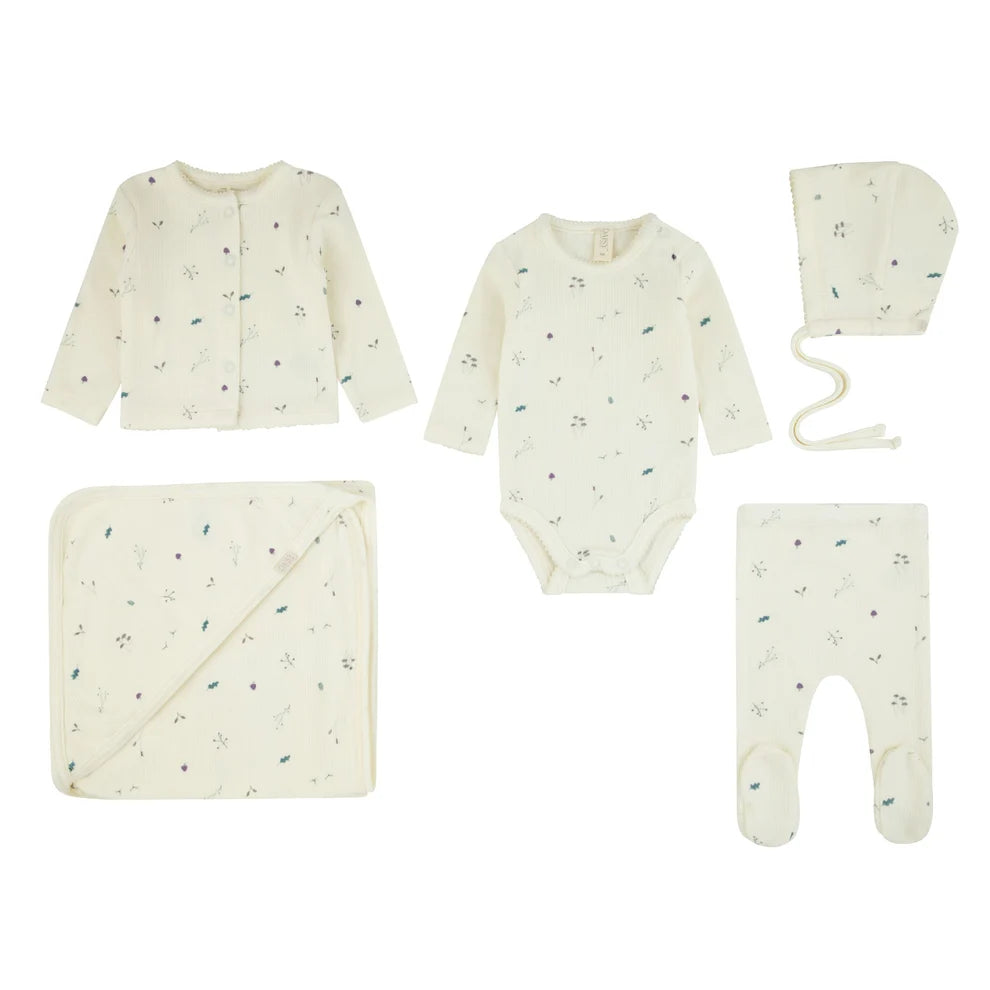 Daisy Winter Ribbed Print Cardigan Full Set