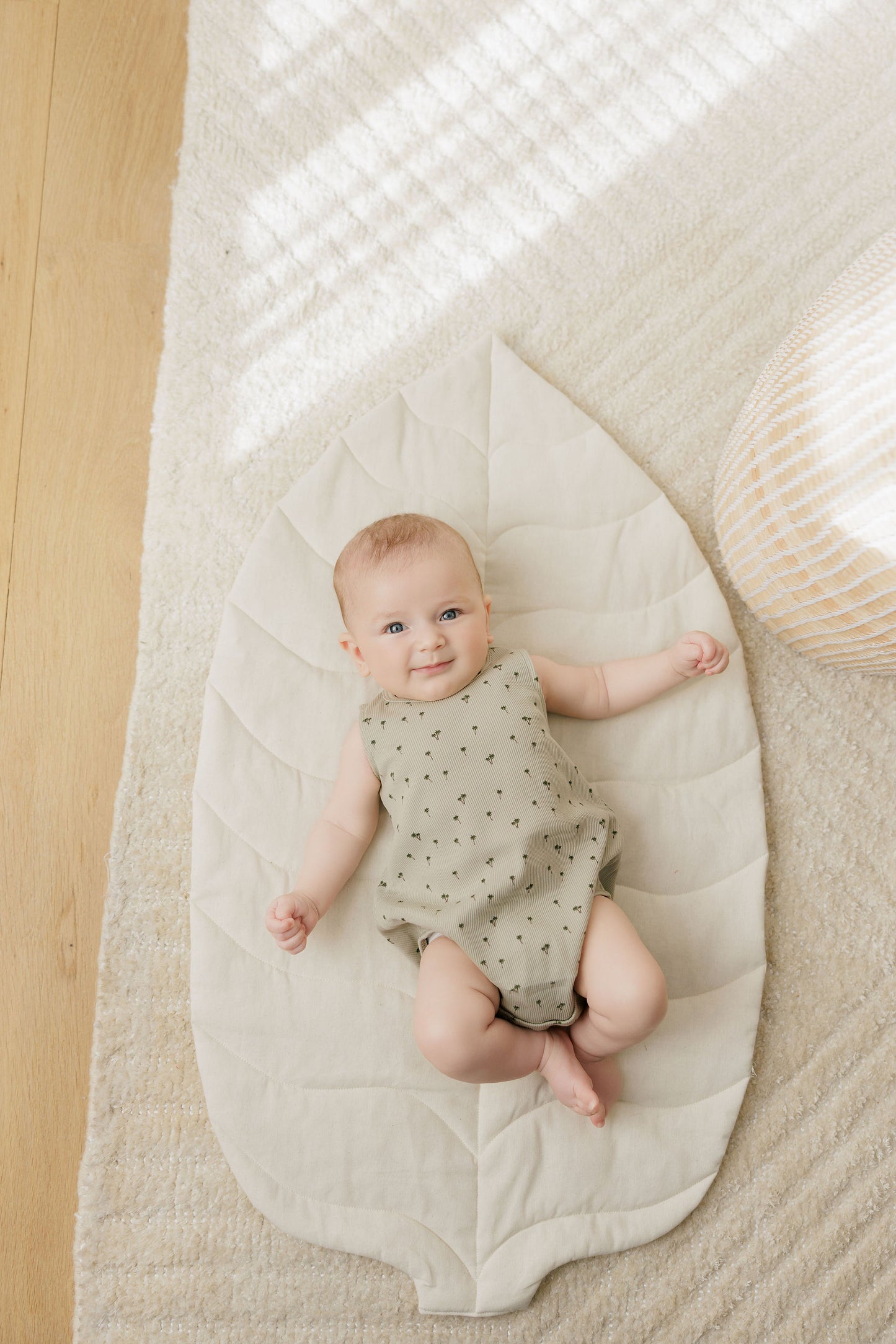 Ely's & Co Ribbed Printed Palm Romper