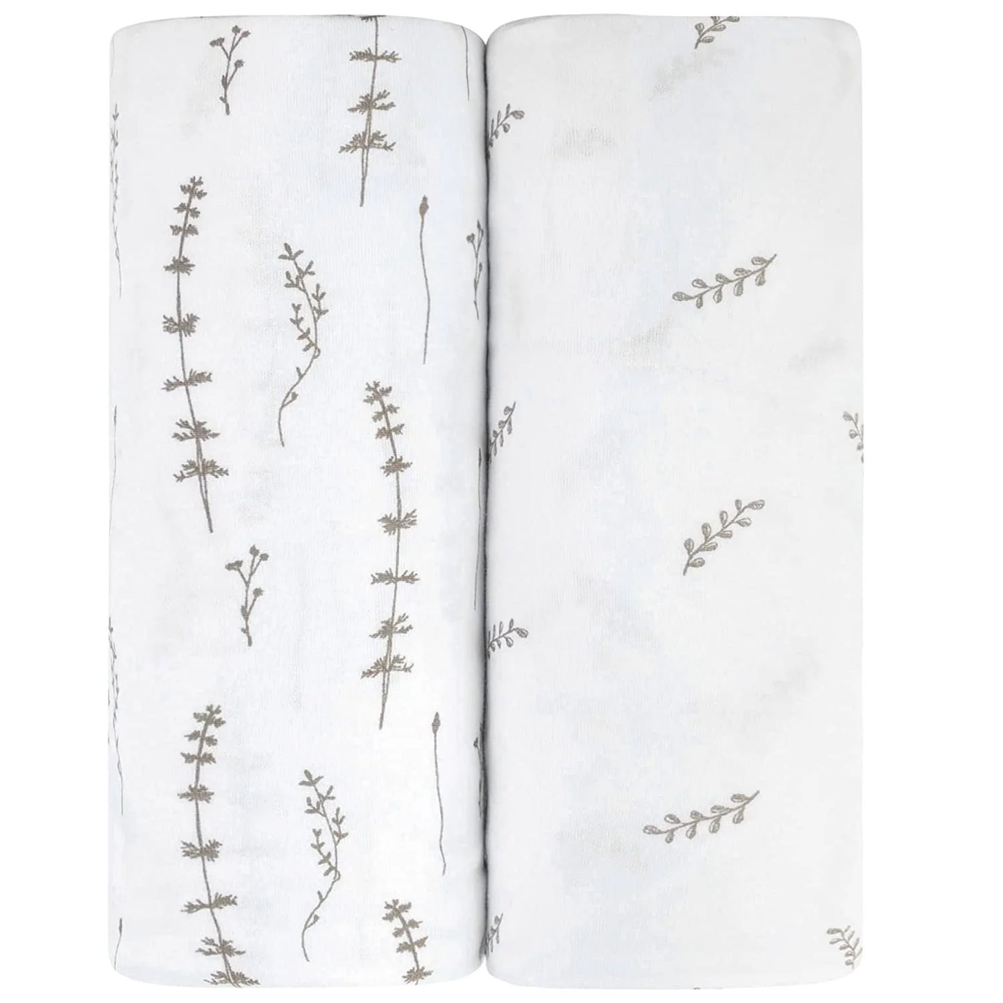 Ely's & Co Grey Leaf + Floral Crib Sheets (2-pack)