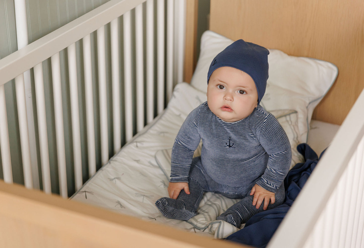 Ely's & Co Velour Stripe Footie & Beanie