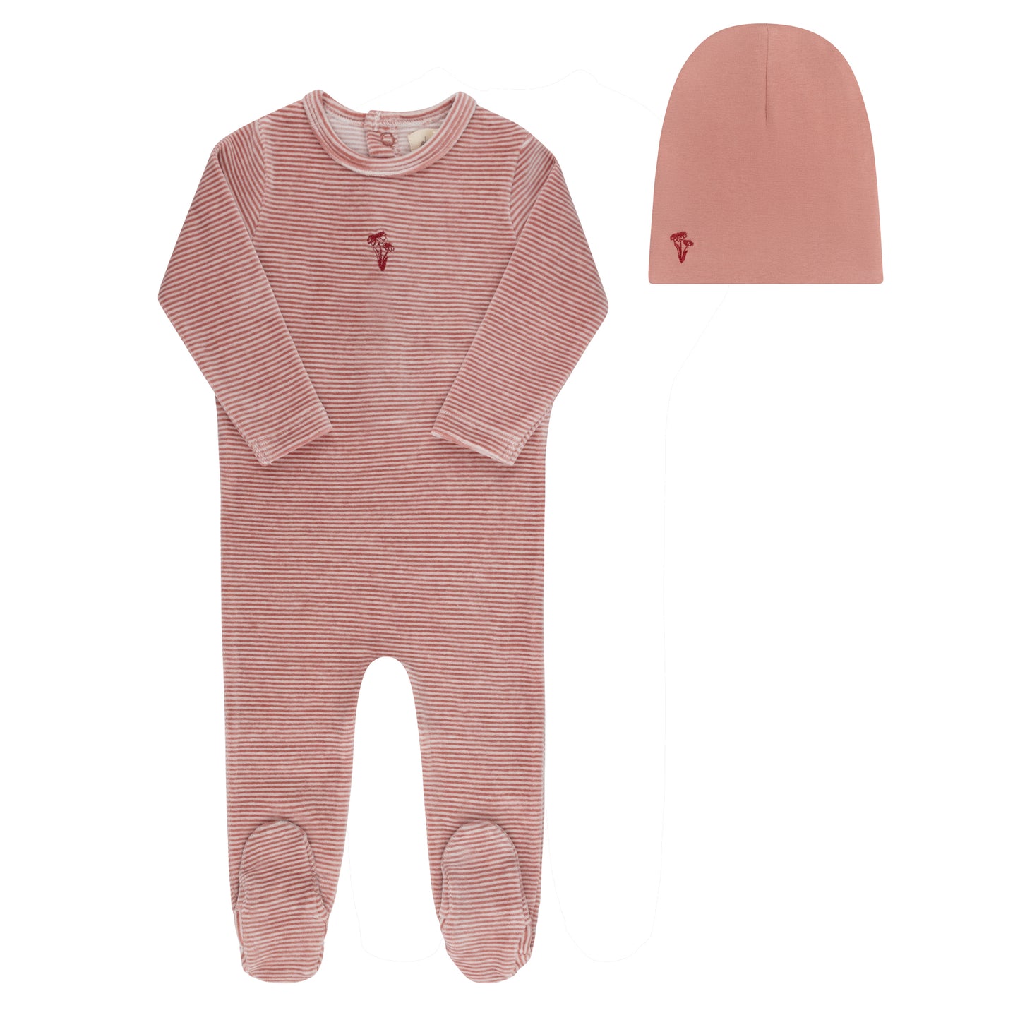 Ely's & Co Velour Stripe Footie & Beanie (Girl)