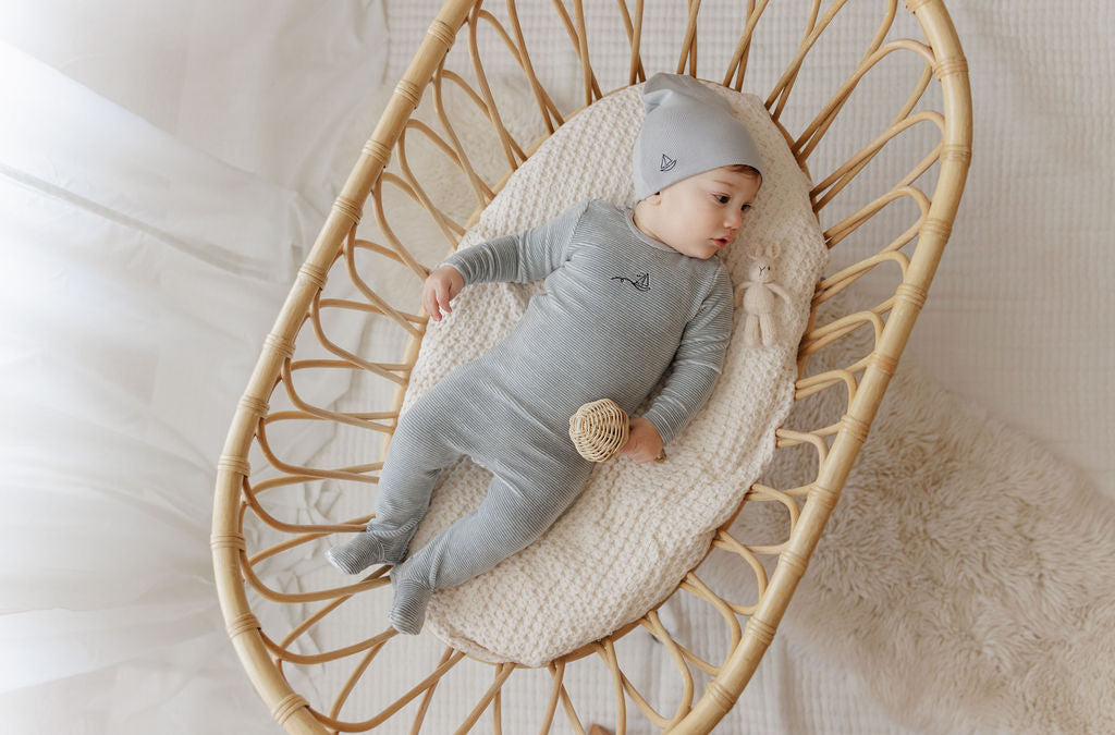 Ely's & Co Velour Stripe Footie & Beanie
