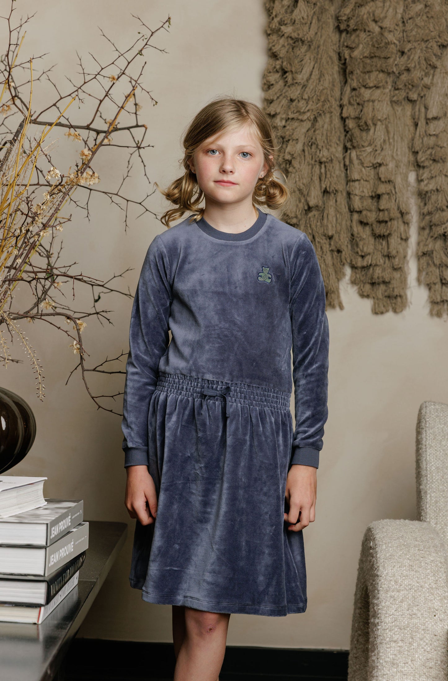 Ely's & Co Velour Plaid Bear Dress