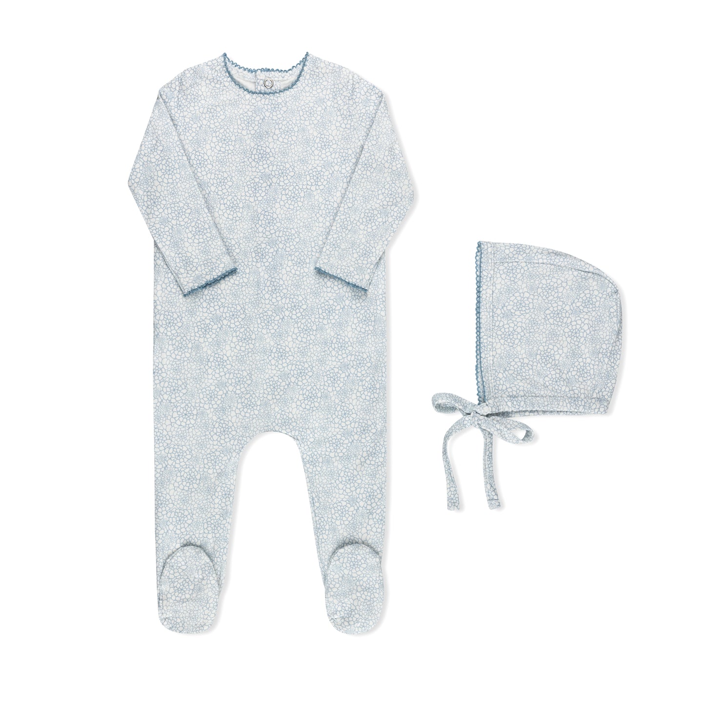 Tricot Faded Floral Footie & Hat