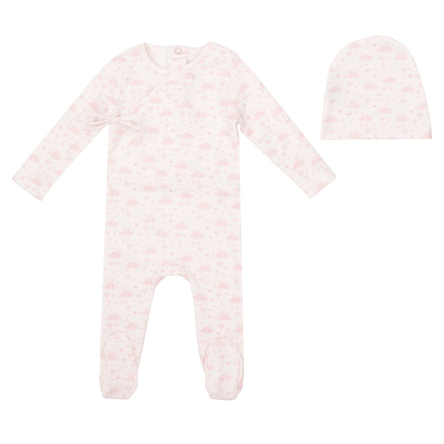 Mini Label Farmhouse Print Footie & Beanie Girl