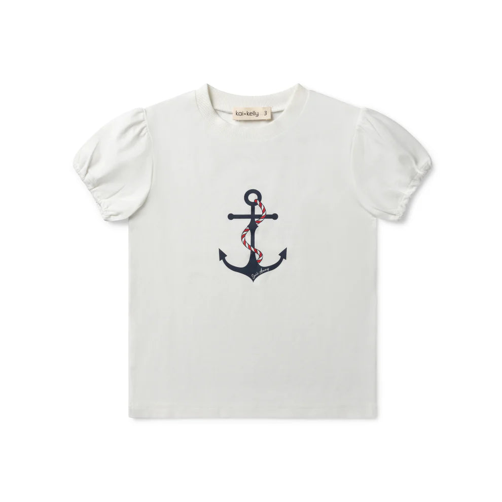 Kai & Kelly Nautical Short Anchor Tee (girl)