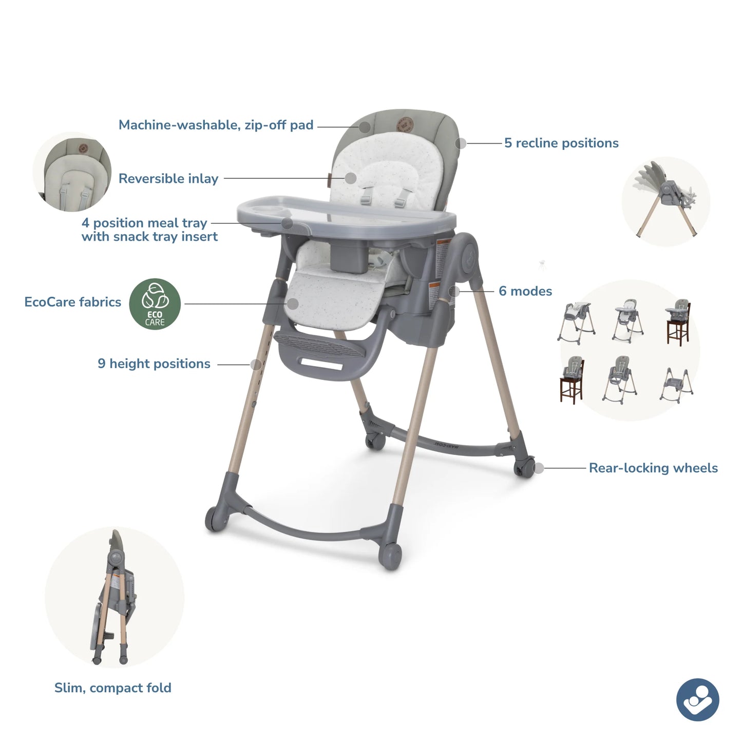 Maxi Cosi Minla 6-in-one Adjustable High Chair (Classic Oat)