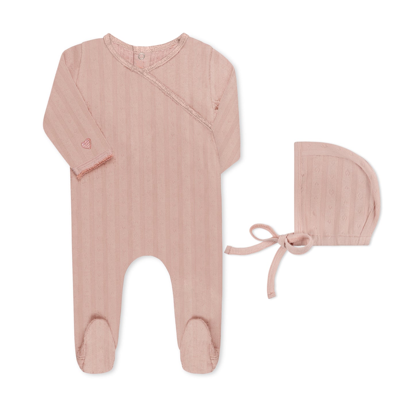 Tricot Pointelle Kimono Heart Layette Set (girl)