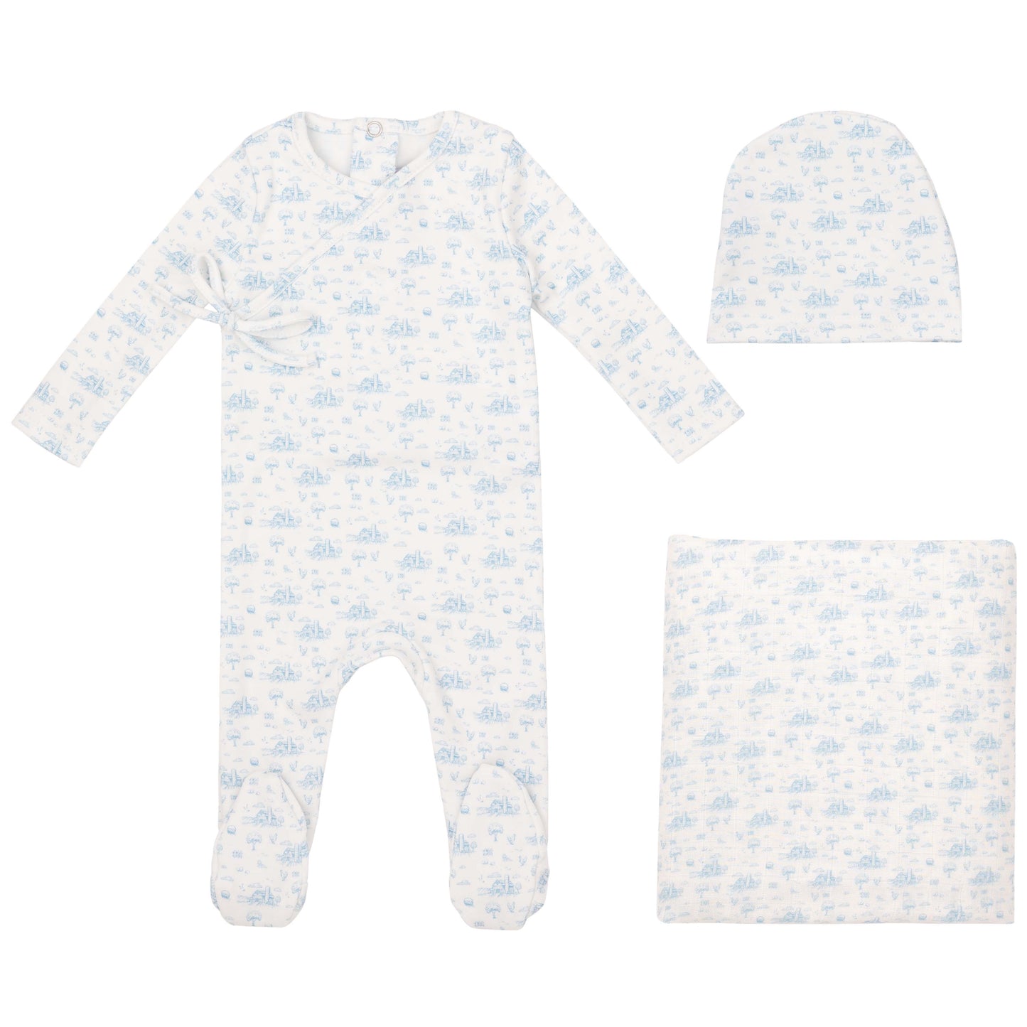 Mini Label Farmhouse Print Footie & Beanie Boy