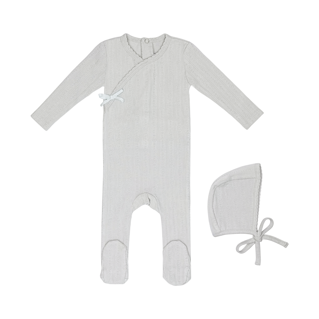 Mini Label Circle Wrapover Pointelle Footie & Hat