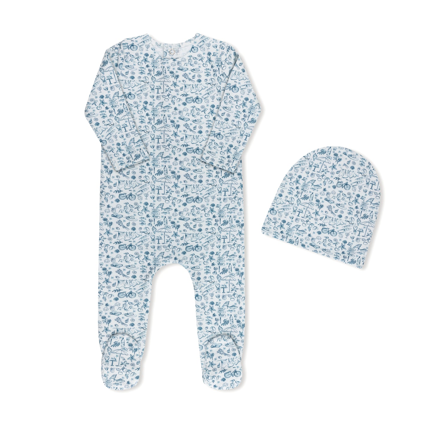 Tricot Summer Print Footie & Hat