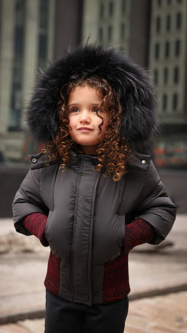 Mantel Rib Mix Border Winter Jacket
