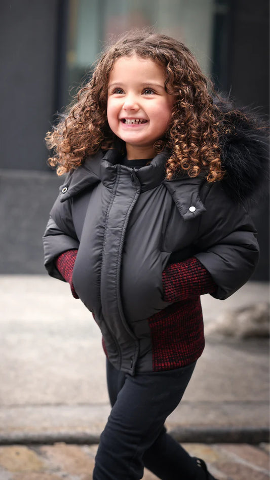 Mantel Rib Mix Border Winter Jacket