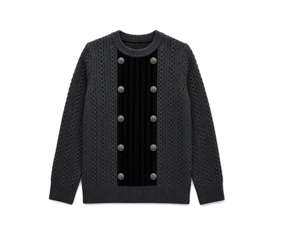 Buckingham Velvet Panel Sweater
