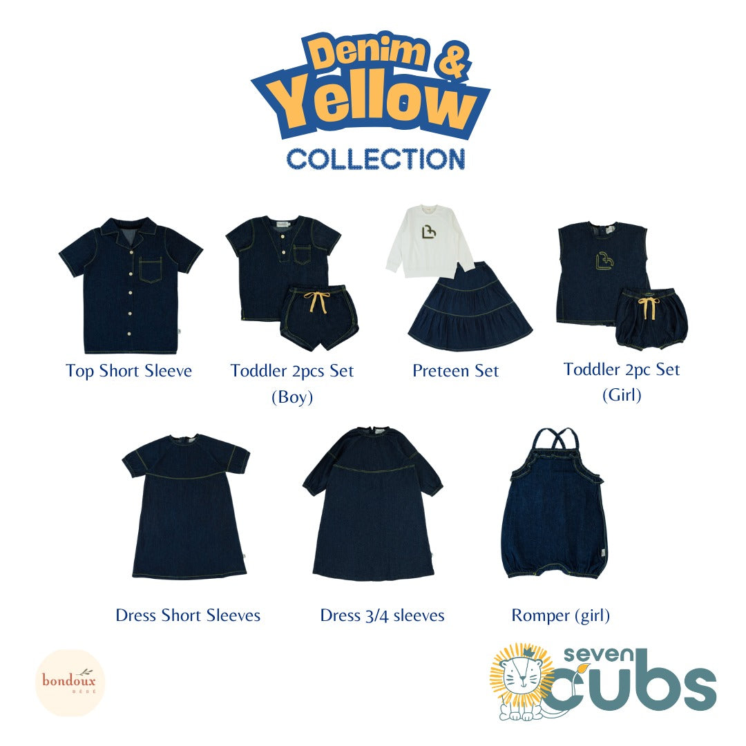 Bondoux Denim & Yellow Baby Romper