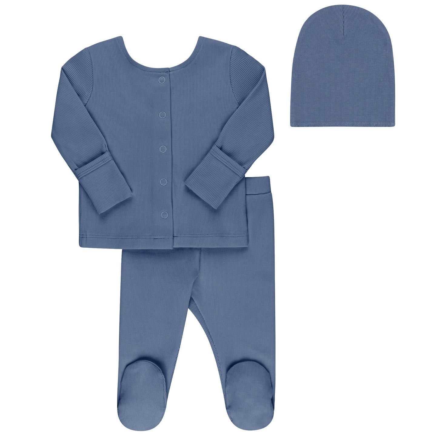 Ely's & Co Ribbed Footed Baby Set & Beanie