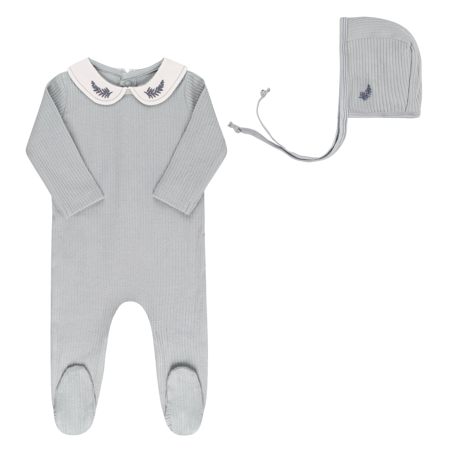 Ely's & Co Embroidered Collar Footie & Bonnet