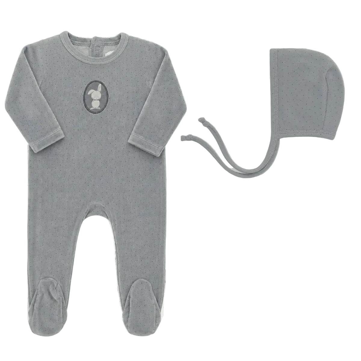 Aurora Bunny Pin Dot Footie & Bonnet