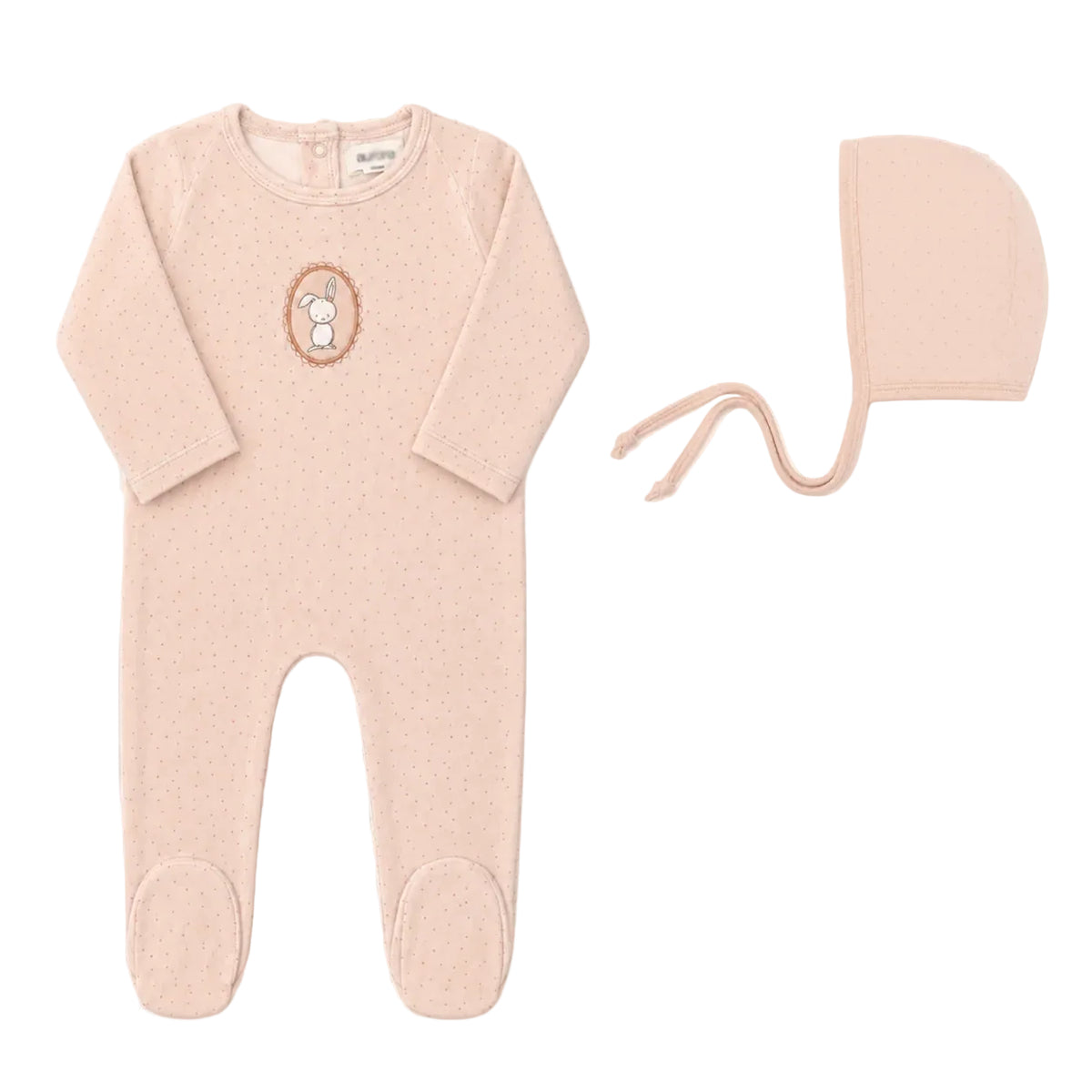 Aurora Bunny Pin Dot Footie & Bonnet (g)