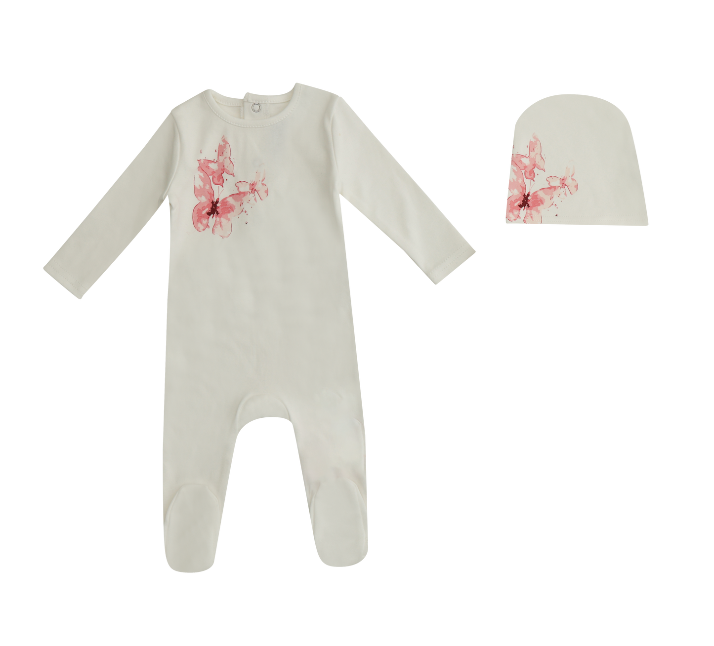 Mini Label Butterfly Footie & Beanie Girl