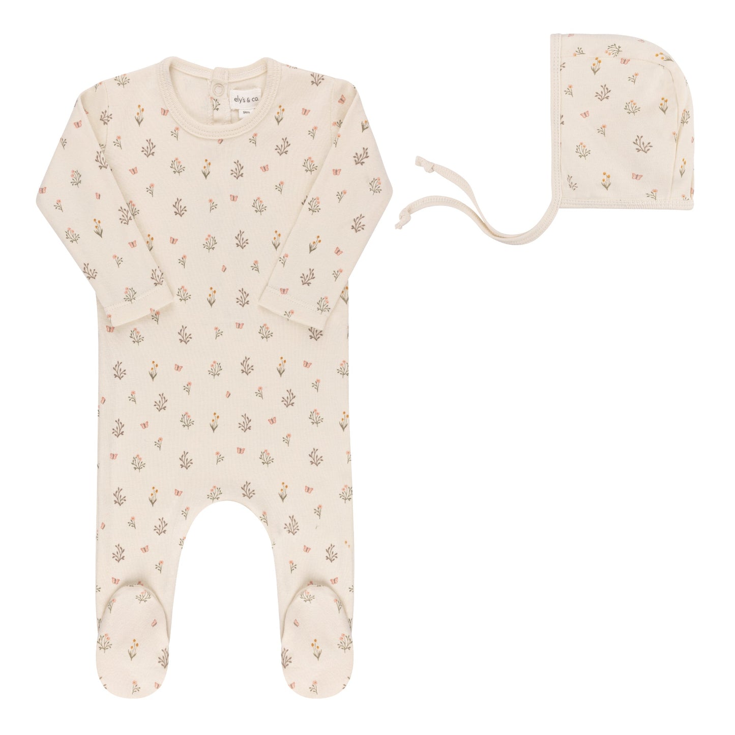 Ely's & Co Garden Floral Footie & Bonnet (girl)