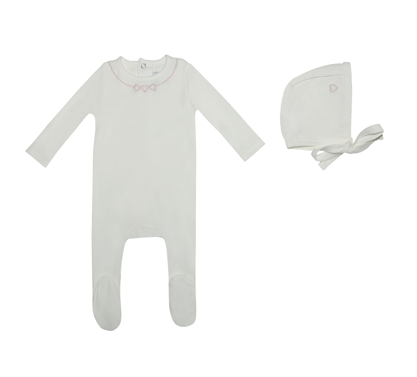 Mini Label Embroidered Heart Footie & Bonnet