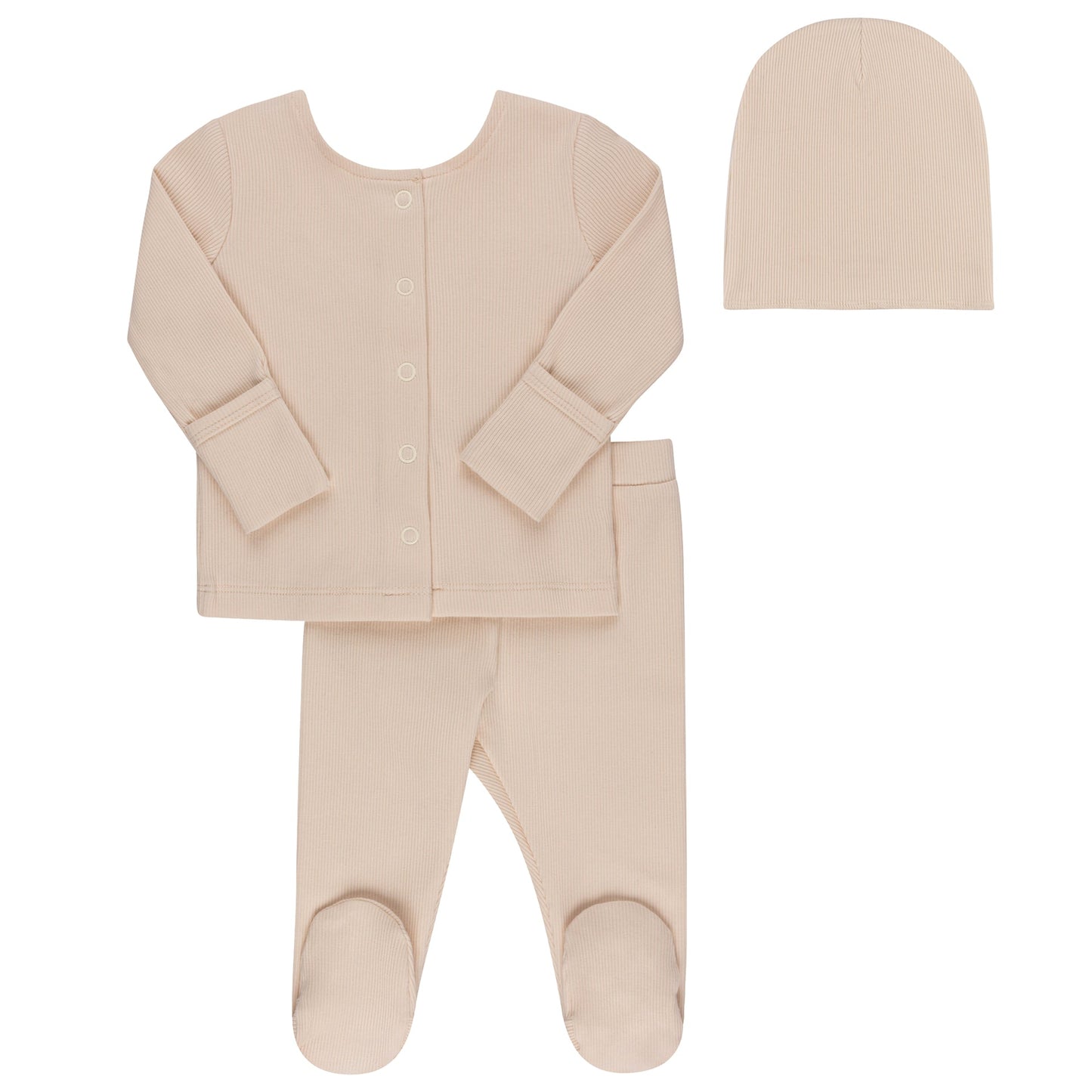 Ely's & Co Ribbed Footed Baby Set & Beanie